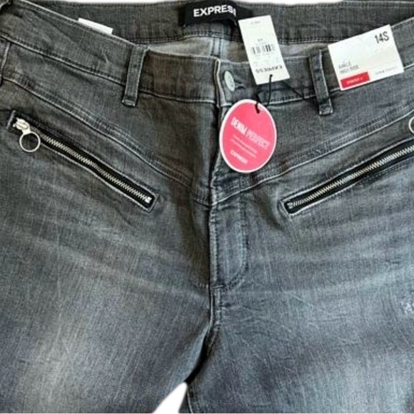 Express Gray Ankle High Rise Stretch Denim Perfect Jeans Size 14S Women NWT - Picture 9 of 13
